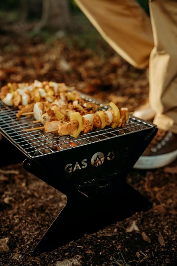 GasOne 15” Portable Charcoal Grill – Foldable BBQ Grill – Camping Grills for Backyard Bonfire Patio – Heavy-Duty Portable Fire Pit – Camp Cooking Gear
