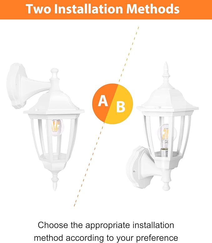 FUDESY Outdoor Wall Lantern Exterior Waterproof Wall Sconce Light Fixture White Front Porch Light Wall Mount for Garage Patio Yard FDS2542EW (Bulb Included)