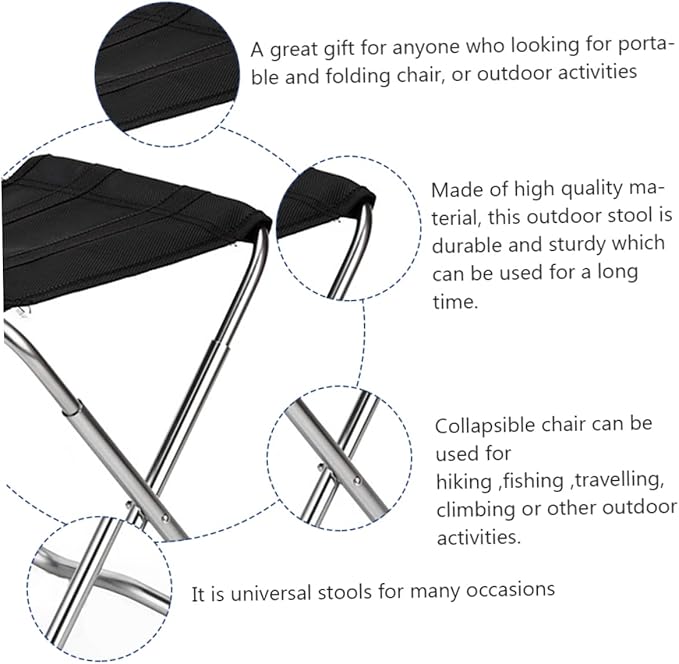 Sturdy Camping Stool Rod Holder Aluminum Alloy Fishing Chair for Outdoor Activities