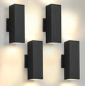 tewei 4 Pack LED Square Up and Down Lights Outdoor Wall Lights Matte Black Exterior Lighting Fixtures with 7W LED Bulbs Modern Outdoor Lights for House Garage Porch Doorway