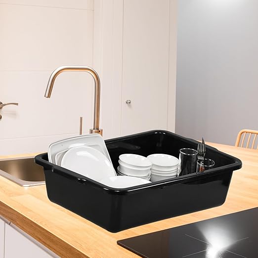 4-Pack Large Plastic Commercial Bus Tubs 32 L Bus Tub Restaurant Black