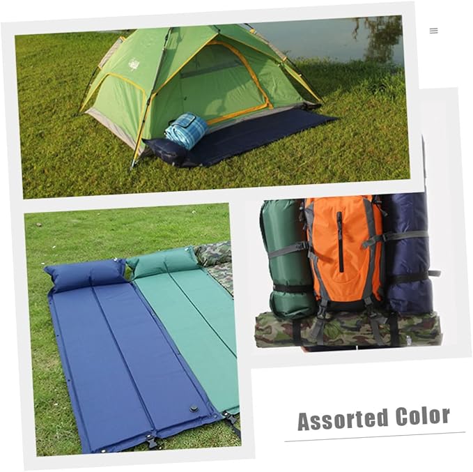 Yardwe Portable Wear Resistant Sleeping Pad with Ergonomic Design for Camping and Outdoor Use Convenient Self Inflating Mat with Pillow Thick Insulated Mat for Comfortable Rest and Cold