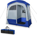 Tangkula Double Room Shower Tent Oversize Space Privacy Tent with Floor Removable Rain Fly Inside Pocket Clothesline Top Hook Portable Outdoor Changing Tent for Dressing Camping Toilet