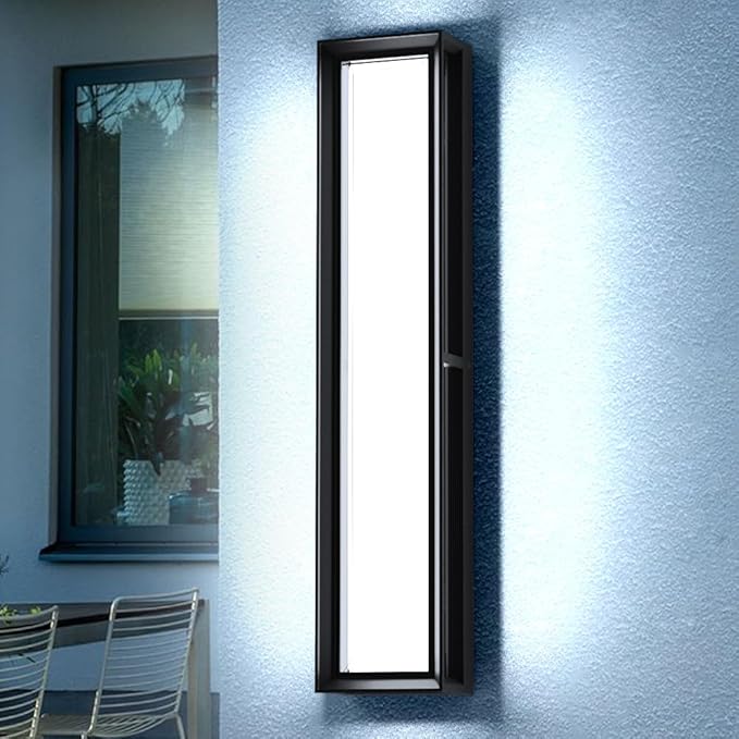 Sytmhoe Outdoor Wall Lights 23.6in 10%-100% Dimmable 6000K LED Modern Patio Wall Light Fixture Aluminum&ampPC Black Exterior Sconce Wall Mounted LightsSuitable for Garage Courtyard House(6000K)