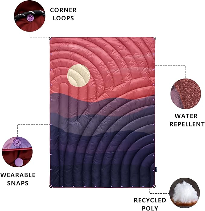 Camping BlanketLightweight Down Alternative Puffy Printed Camping Blanket Packable Outdoor Blanket for CampingTraveling Stadium Hiking Picnics