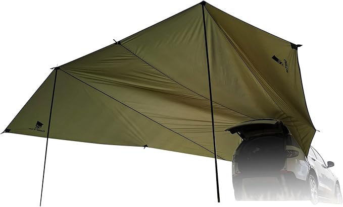 GEERTOP Large Car Awning Tarp for Camping Backpacking Tarp SUV Tailgate Truck Canopy Sun Shade Waterproof Outdoor Rear Vehicle Awning Shelter for Van MPV Campers