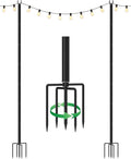 LAND·VOI Outdoor String Light Poles 2 Pack Heavy Duty String Light Poles for Outside with 5-Prong Base &amp Adjustable Height Perfect for Backyard Patio Garden Fence and Party Decor