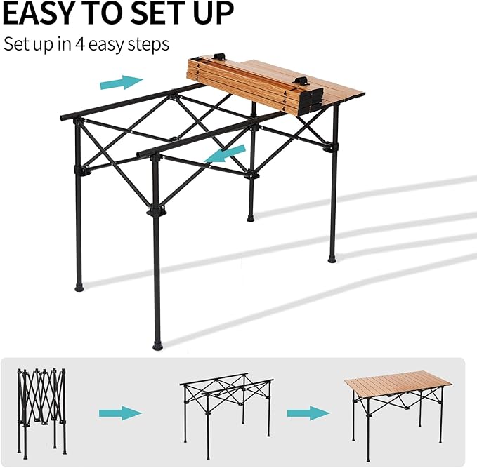 SHANQUAN Camping Table Roll up Table Fold up Lightweight Compact 2-4 Person Portable Roll up Aluminum Table with Carry Bag for Outdoor Camping Picnic Backyards BBQ