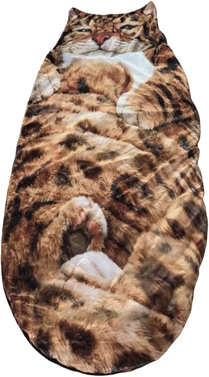 Fluffy Cat Sleeping Bag for Adults Plush Cat Shaped Sleeping Bag for Adults Adorable Cats Envelope Sleeping Bags Washable Warm Blanket for Camping and Home Lounging 68.9x31.5 Inch