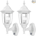 EMART Dusk to Dawn Plastic Outdoor Wall Light Fixtures with Bulbs Waterproof and Anti-Corrosion Porch Sconces Exterior Lanterns Wall Mount Lamp for Outside Garage Front Door Patio 2 Pack White