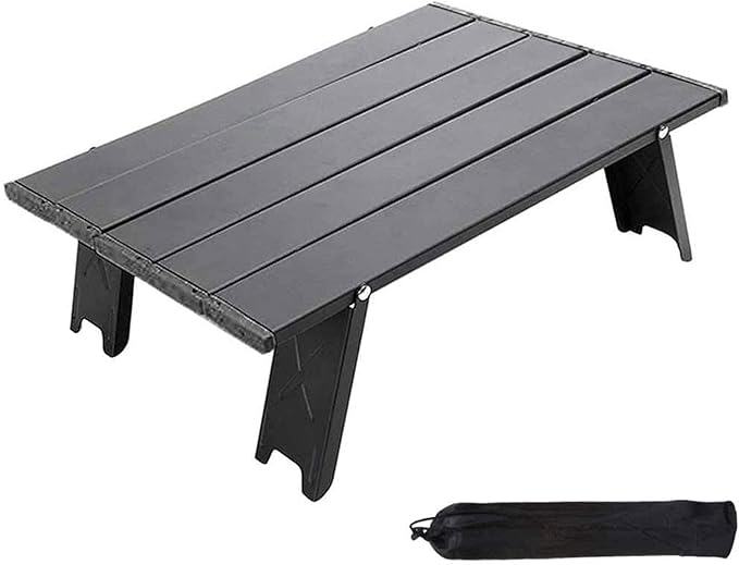Mini Folding Camping TablePortable Folding TableAluminium Portable Folding Dining TableTent Camping TableEasy to Carryfor Camping Hiking Picnic Travel BBQBlack
