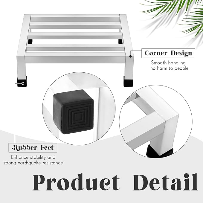 3 Pack Dunnage Rack 13.8 Long x 13.8 Wide 3.9 Height Stainless Steel Shelf 2000+ Pound Capacity Commercial Food Floor Rack for Restaurants Kitchens Garages and Vehicles