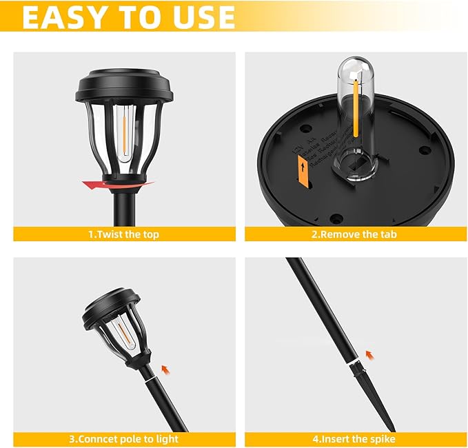 DERAYSION 12 Pack Solar Lights Outdoor Solar Pathway Lights Auto On/Off Waterproof Garden Landscape Lighting for Path Yard Walkway Driveway Cold White