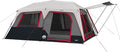 CORE 10 Person Instant Cabin Tent with LED Lights | Lighted Pop Up Camping Tent with Easy 2 Minute Camp Setup | Portable Large Family Cabin Multi Room Tents for Camping