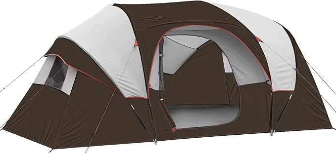 HIKERGARDEN 10 Person Camping Tent - Portable Easy Set Up Family Tent for Camp Windproof Fabric Dome Tent Outdoor for Hiking Backpacking Traveling-14'x11'x74in(H)