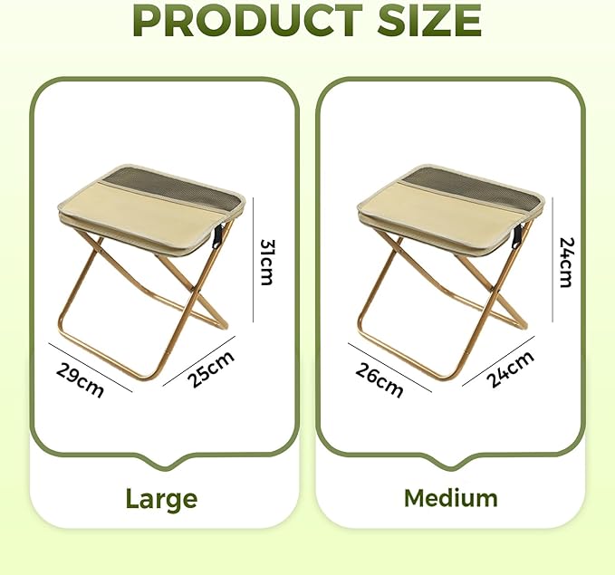 Foldable Backpack Stool Upgraded Portable Folding Camping Stool Tiny Foldable Stool which can Turned Into a Satchel Lightweight Ultralight Pocket Chair for Fishing Hiking Hunting (Green Large)