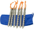 1Set Titanium Alloy Camping Tent Stakes Windproof V Shaped Ground Pegs for Secure Tenting Hard Surfaces Lightweight and Durable with Carry Pouch