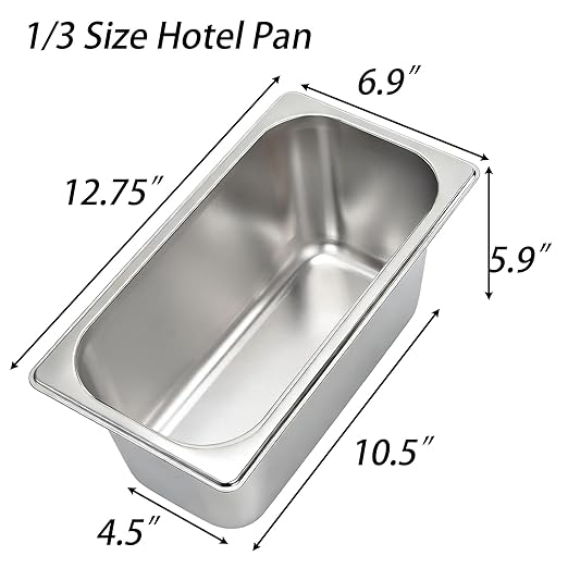 TOPZEA 4 Pack Hotel Pans 1/3 Size 6 Deep Stainless Steel Steam Table Pan Catering Food Pans Dinner Server for Restaurant Kitchen Breading Marinating Buffet &amp Food Prep Party Catering Supplie