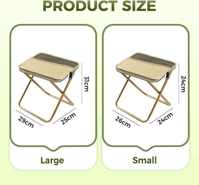 Portable Folding Camping Stool 2026 New Foldable Portable Backpack Stool Collapsible Stool for Camping Lightweight Ultralight Pocket Chair for Travel Walking Fishing Picnic BBQ (Khaki Large)
