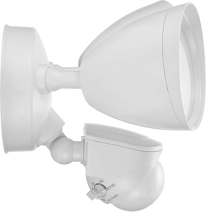 Maxxima 2 Head Outdoor LED Security Light - 24W 2000 Lumens Featuring Motion Sensor and Dusk to Dawn Photocell Sensor 5 CCT 2700K/3000K/4000K/5000K/6500K Home and Yard Lighting Fixture - White