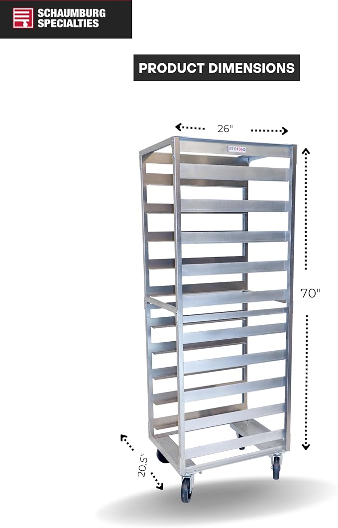 Side Load Aluminum Speed Rack Commercial Standard Heavy Duty Aluminum Bun Racks For Food Service Bakery Restaurant NSF Listed Industrial Baking Pan Rack (15 Tier 4 Inch Spacing)
