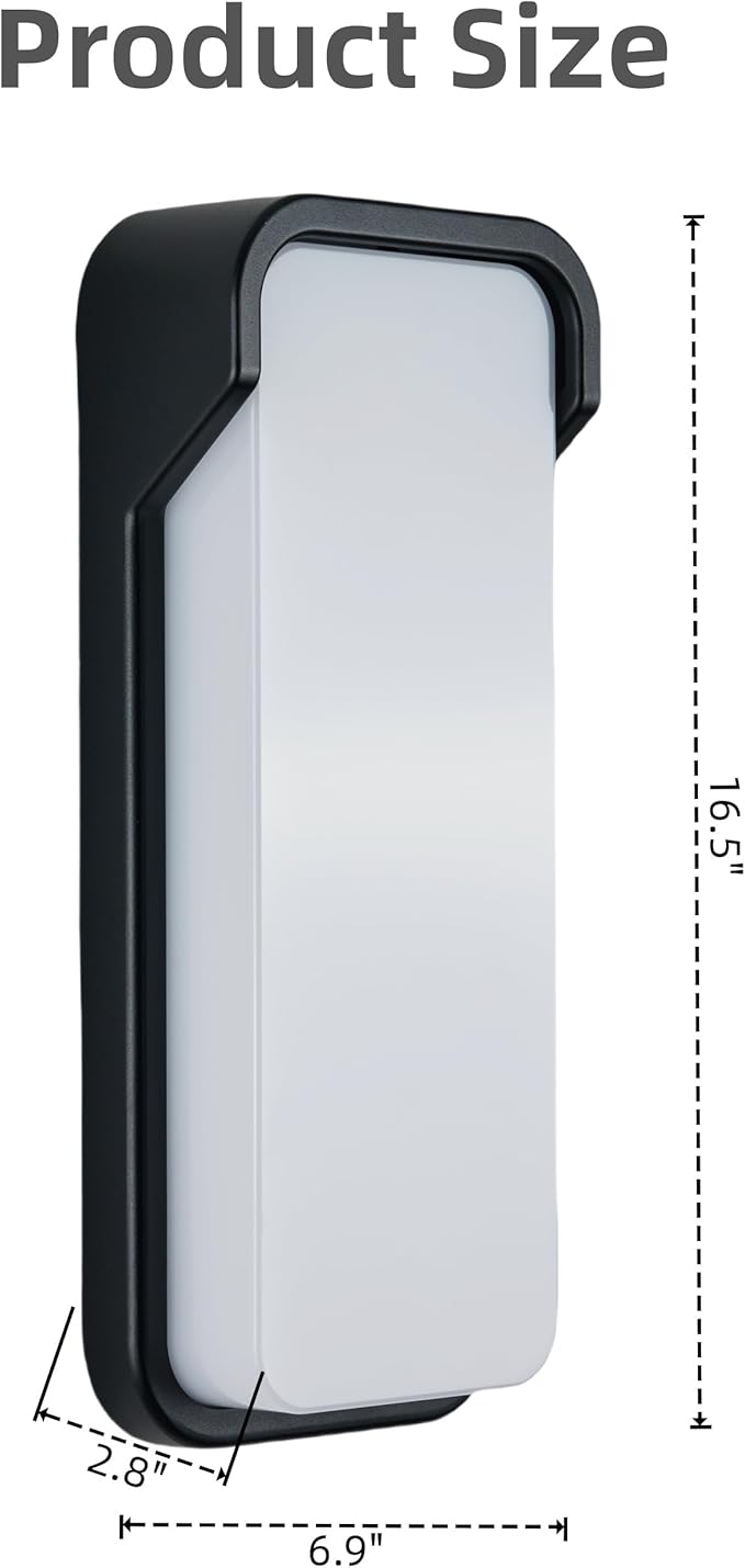 LANFU LED Modern Rectangular Outdoor Wall Sconce Light 3000K Outside Light for House Patio Black Warm White IP64 Waterproof Exterior Wall（16.5inch Bordered）