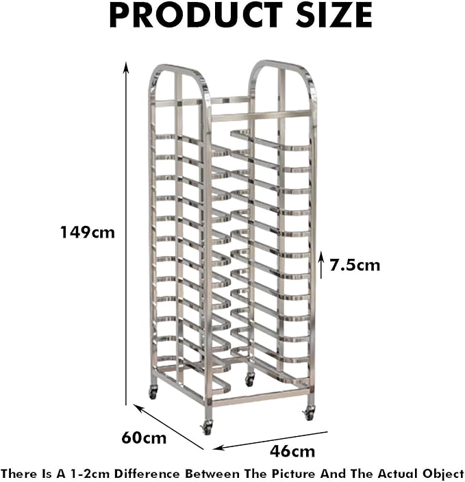 Quick Rack for Baking PansHeavy-Duty 15-Tier Speed Rack for Bread Pans - Commercial Baking Sheet Rack with Casters for Bakeries Restaurants &amp Food Service (169x60x46cm)