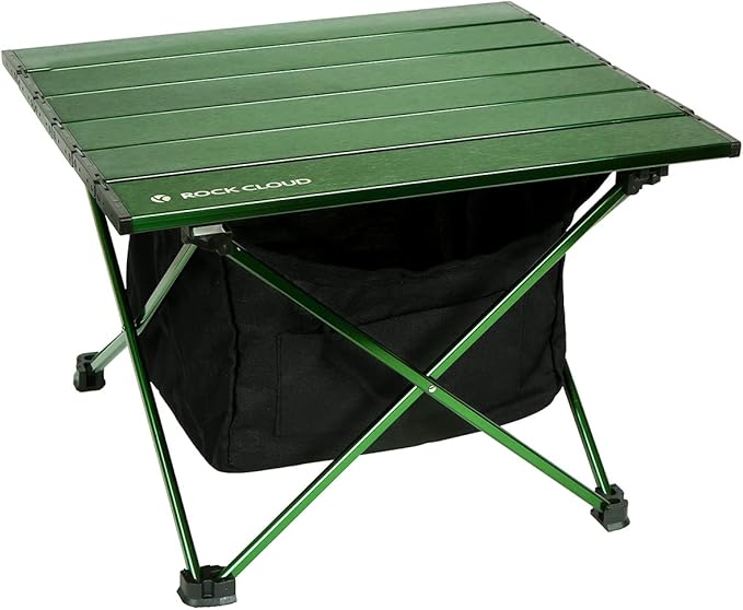 ROCK CLOUD Portable Camping Table Ultralight Aluminum Camp Table with Storage Bag Folding Beach Table for Camping Hiking Backpacking Outdoor Picnic Green