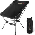 Portable Camping Chair Lightweight Compact Backpacking Chair with Side Pocket Wide Seat Folding Chair for Camping Hiking Beach - Supports 330Lbs Black