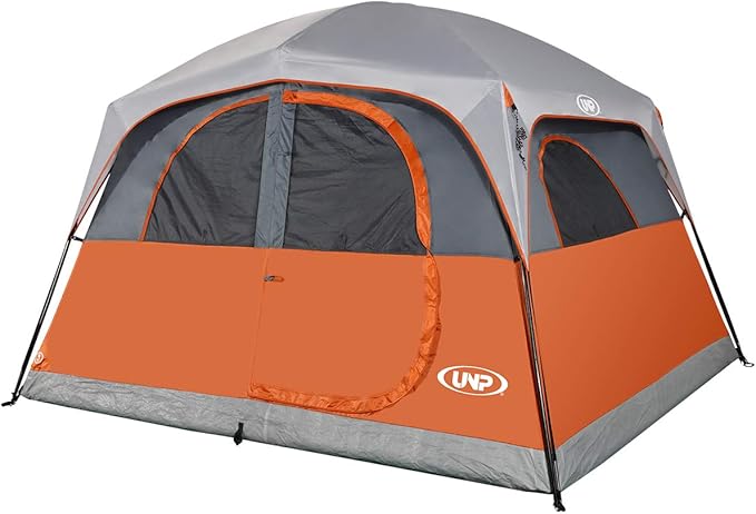 UNP Tents 6 Person Waterproof Windproof Easy SetupDouble Layer Family Camping Tent with 1 Mesh Door &amp 5 Large Mesh Windows -10'X9'X78in(H)