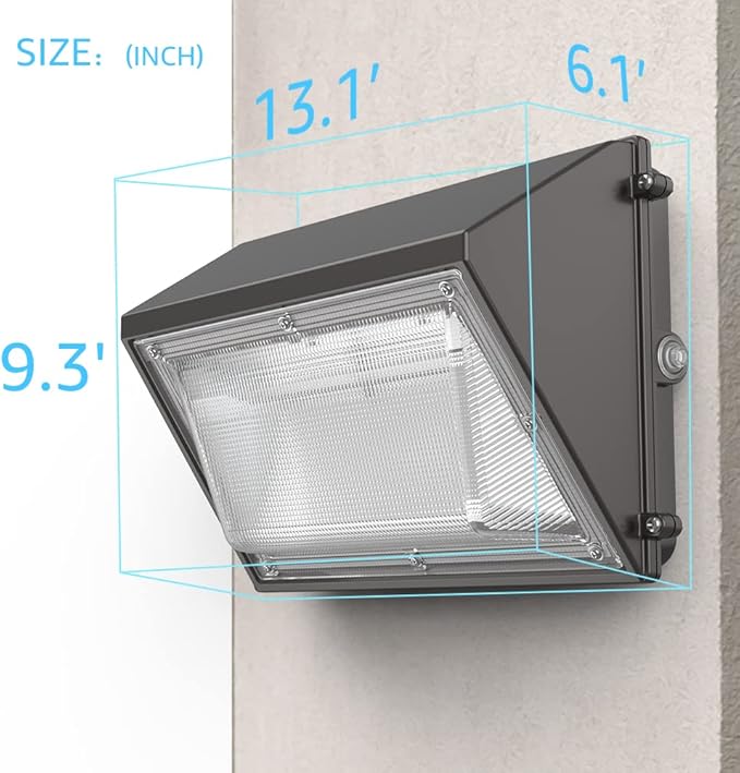 HYPERLITE 120W LED Wall Pack Light with Dusk-to-Dawn Photocell Ideal Outdoor Security Lighting Commercial and Industrial LED Wall Lights for Parking lot Garage Warehouse Factory ETL Listed