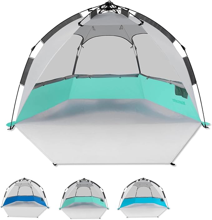 Beach Tent Pop Up Shade Instant Beach Tents Sun Shelter with UPF 50+ UV Protection Lightweight &amp Easy Setup Tent 2-6 Person
