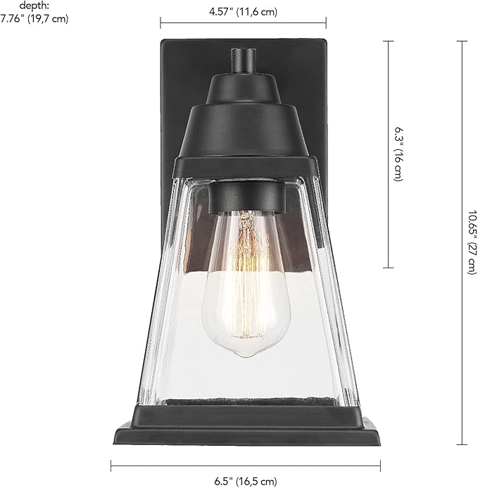 Globe Electric 44697 Merle 1-Light Outdoor Wall Sconce Bronze Clear Glass Shade Brown Bulb Not Included