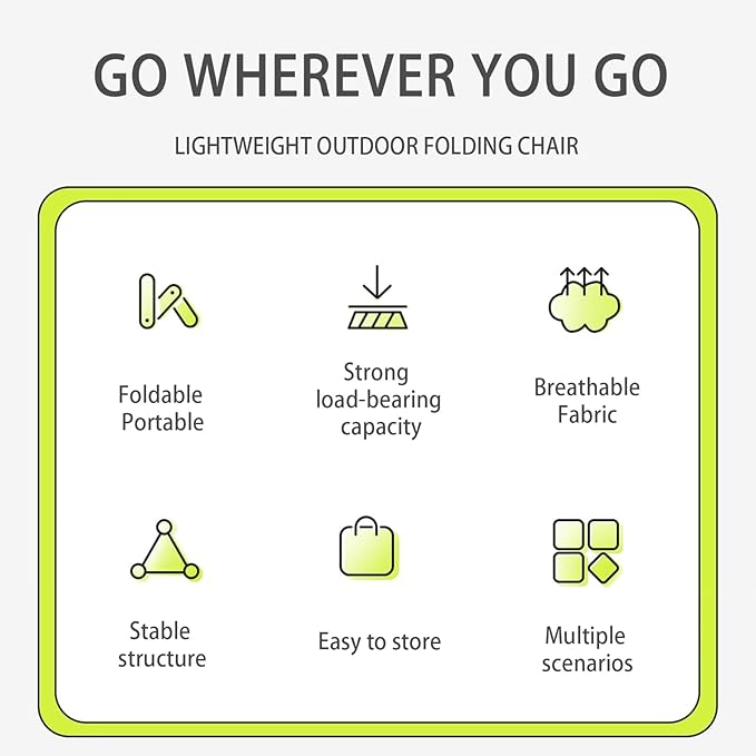 Outdoor Folding Moon Portable Portable Camping Chair Backpacking Chair Ultralight &amp Compact 308 Lbs Capacity for Outdoor Camp Travel Beach Picnic Hiking-Black