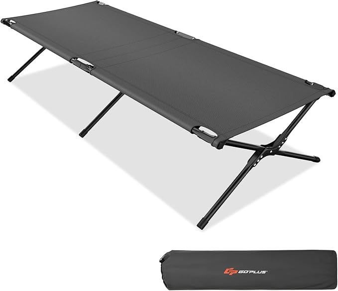 Goplus Folding Camping Cot with Carrying Bag Portable Lightweight Outdoor Sleeping Bed for Adults Kids 300LBS Weight Capacity Heavy-Duty Camping Bed for Traveling