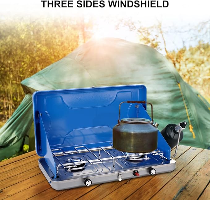 Camplux Propane Camping Stove 20000 BTU Camping Stoves 2 Burners with CSA Certification