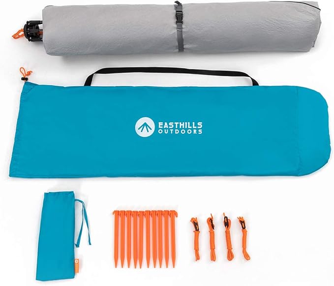 Easthills Outdoors Instant Shader Enhanced Deluxe XL Beach Tent Easy Set Up 4-6 Person Popup Sun Shelter 99 Wide for Family UPF 50+ Double Silver Coating with Extended Zippered Floor Pacific Blue