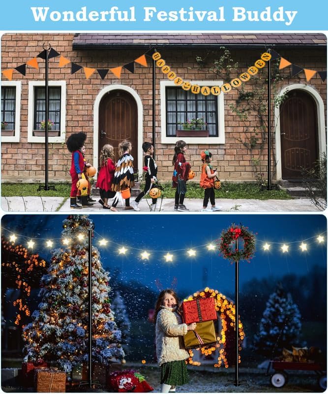 10FT String Light Pole Stand | Outdoor String Lights Hanging Use for Backyard Garden Patio Party Festival Wedding Picnic Matte 2 Pole