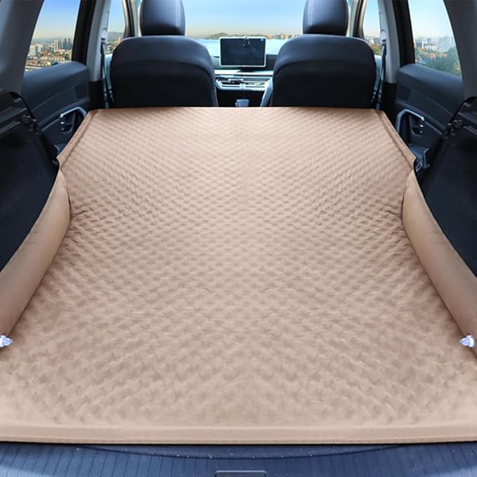 Car Air Mattress for Jaguar F-Pace/I-Pace/E-Pace SUV F Pace X761/E Pace X540/I Pace SUV Foldable Thickening Quick Rebound Self-Driving Camping Travel Trunk MattressBrown-Without Pillow