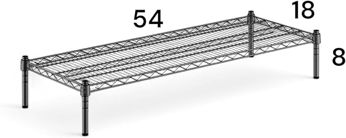 18 x 54 Black Wire Dunnage Shelf 8 Height – Heavy-Duty Steel Storage Platform Rust-Resistant NSF Certified Easy to Clean for Walk-in Coolers Freezers Restaurants Warehouses