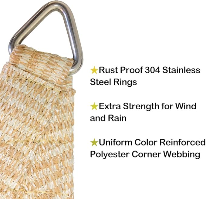 Alion Home Rectangle Shade Sails - Shade Sail for Outdoor Playground Pool Deck Shade Sail Driveway - UV Sun Block Fabric (Other Size Beige)