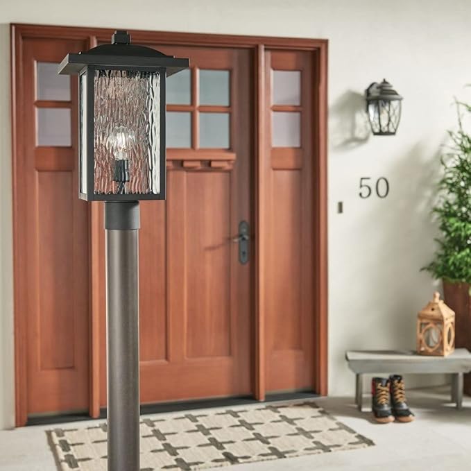 Kichler Capanna 18.25 inch 1 Light Post Light with Clear Water Glass in Textured Black