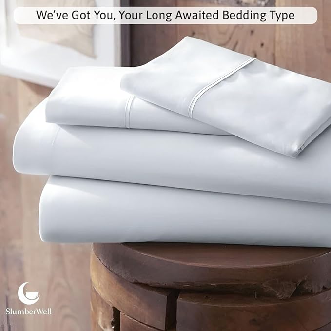 SlumberWell 4 Piece Luxury Soft Microfiber Fitted Bed Sheet Set for Campers 8 to 12 Inch Deep Pocket RV Eastern King Size 76 x 80 White