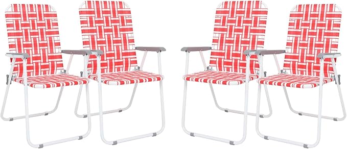 Patio Lawn Webbed Folding Chairs Set of 2/4-Beach Portable Dining Chairs for Outdoor Yard Garden Camping BBQ Picnic