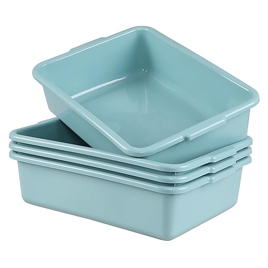 Commercial Bus Box 4-Pack Plastic Bus Tubs 13 L Green