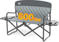 TIMBER RIDGE Double Camping Chair Portable Loveseat Heavy Duty Folding Camp Couch 2 Person Director Chairs with Cup Holder for Outdoor Lawn Tailgates Picnic Sports Soccer Games Supports 600 lbs Grey