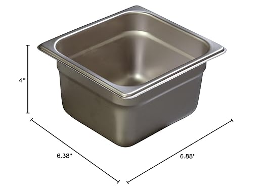 Carlisle FoodService Products DuraPan Food Pan 1/6 Size Stainless Steel Container for Storing and Serving Food in Commercial Kitchen 1.6 Qt 6 Count