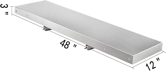 Happybuy Concession Shelf 48L x 12W Inch Stainless Steel Drop Down Folding Serving Food Shelf Stand Serving for Concession Trailer Serving Window