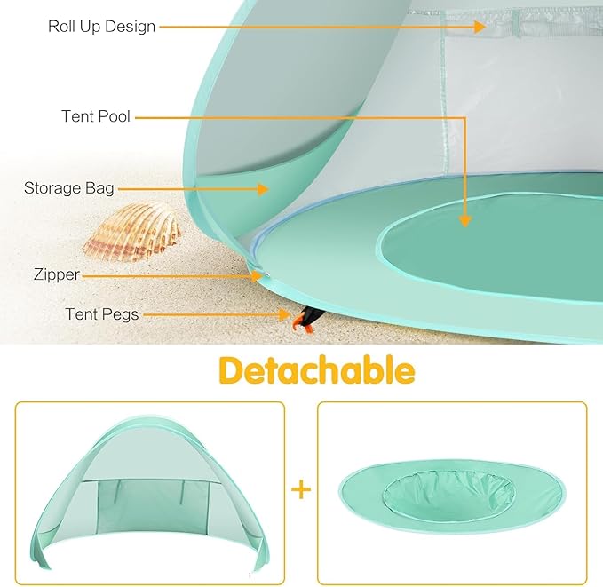 Baby Beach Tent Pop Up Beach Tents Baby Tent for Beach Portable Shade Pool UV Protection Sun Shelter for Infant