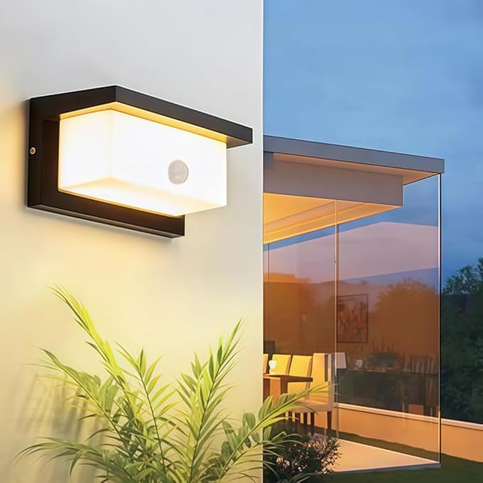 iKenta Motion Sensor Outdoor Porch Lights18W 3000K IP65 Waterproof Exterior Wired Wall Sconce Light Fixture Wall Mount Outside Light for Garage Porch Patio Yard Front Door Entryway